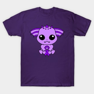 Cute Creature Holding an Awareness Ribbon (Purple) T-Shirt